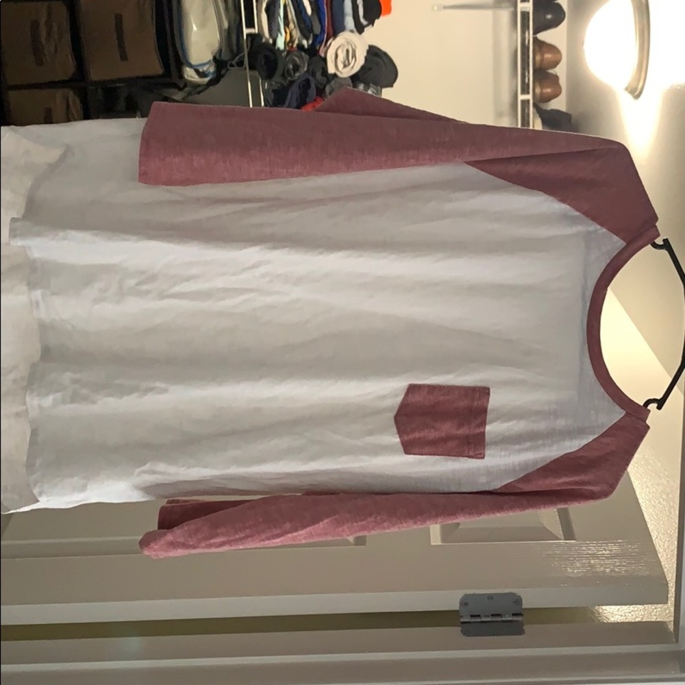 Red and white baseball tee